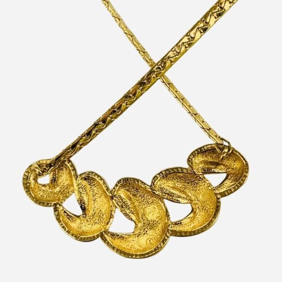 Vintage Graduating Swirl Elemental Gold Tone Chain Link Women’s Necklace 19” - Picture 6 of 9